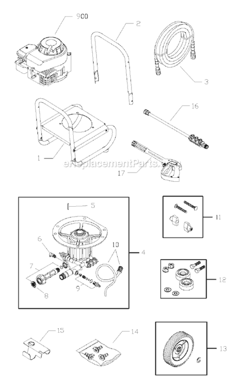Page A Diagram and Parts List for 020376-0  Briggs and Stratton Pressure Washer